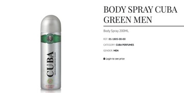 CUBA ORIGINAL ДЕО-СПРЕЙ ДЛЯ МУЖЧИН ЗЕЛЕНЫЙ 200 МЛ