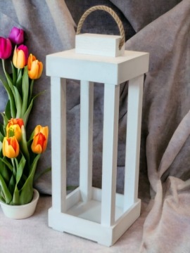 ЭЛЕГАНТНЫЙ БЕЛЫЙ ФОНАРЬ 55см СВАДЕБНОЕ УКРАШЕНИЕ