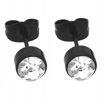 KOLCZYKI CZARNE 6 MM CYRKONIE STAL CHIRURGICZNA