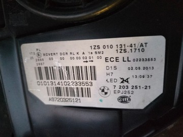 BMW 5 F10 F11 10-14 SVĚTLO LEVÝ BI-XENON NATÁČECÍ DYNAMIC + LED 7203251-21