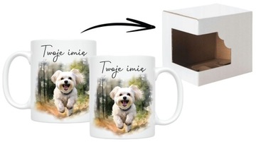 Кружка с собакой, МАЛЬТИЙСКАЯ собачка + любое имя