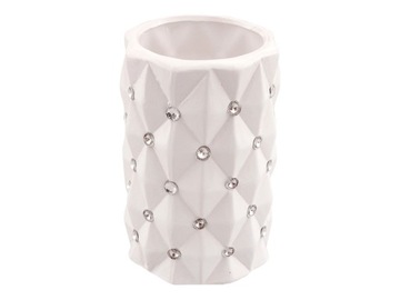 Wazon ceramiczny glamour kryształki cyrkonie BIAŁY