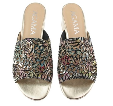 AGAMA 2020 АЖУРНЫЕ КОЖАНЫЕ ТАПОЧКИ, ЧЕРНЫЕ, размер 37