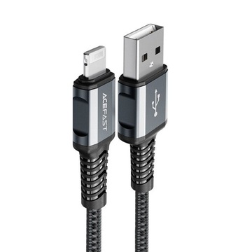 ACEFAST KABEL MFI USB - LIGHTNING 1,2M, 2,4A SZARY