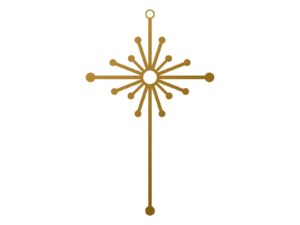 Krzyż metalowy KNS035 15 cm złoty