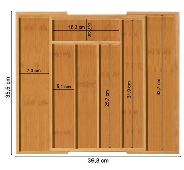 Выдвижной ящик для столовых приборов из бамбука 39х35см.