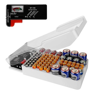 Organizer pojemnik na 93 baterie z testerem