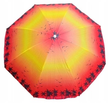 PARASOL OGRODOWY PLAŻOWY BALKONOWY ŁAMANY 170 cm CZERWONE PALMY