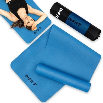DrFit Zestaw Mata do ćwiczeń TPE Pokrowiec Joga Fitness Pilates wytrzymała