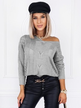 Zjawiskowy KOBIECY SWETEREK Ażurowy V-NECK KOLORY
