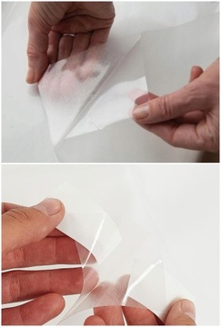 Статическая оконная пленка, молочно-белые полосы, бесклеевое оформление окон