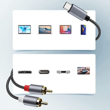 КАБЕЛЬ USB-C TYPE C к 2x RCA CINCH STEREO HQ