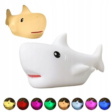 Lampka nocna LED na USB silikownowa 7 kolorów Rekin