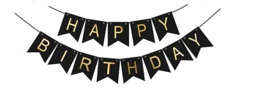 Баннер-гирлянда на день рождения чёрная С ДНЕМ РОЖДЕНИЯ, 3 м, золотая надпись на день рождения