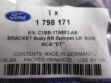 VÝZTUHA NÁRAZNÍKU LEVÝ ZADNÍ FIESTA MK7 MK8 FORD OE