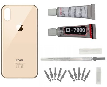 Klapka Tył iPhone XS Złoty + Nożyk + Klej
