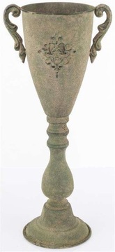 Декоративная ваза с золотой патиной и ретро-антикварной крышкой на ножке