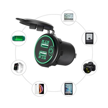 ДВОЙНОЕ АВТОМОБИЛЬНОЕ ЗАРЯДНОЕ УСТРОЙСТВО КРЕПЛЕНИЕ ПРИКУРИВАТЕЛЯ 2x USB 5V 2.1A