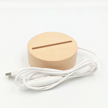 Деревянная круглая подставка для светодиодов RGB USB