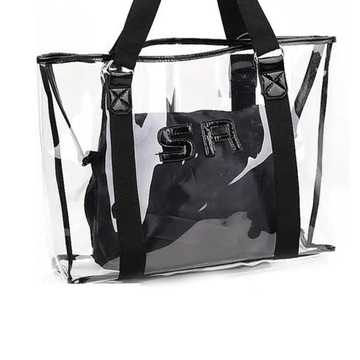 БОЛЬШАЯ СУМКА-ШОППЕР ПРОЗРАЧНАЯ СУМКА НА ПЛЕЧЕ СУМКА + КОСМЕТИЧЕСКАЯ СУМКА