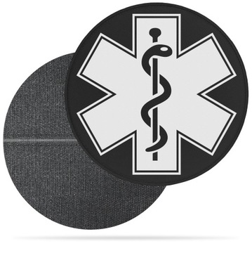 ЧЕРНАЯ СВЕТООТРАЖАЮЩАЯ НАШИВКА ESKULAP НА ЛИПУЧКЕ, 19,5 см