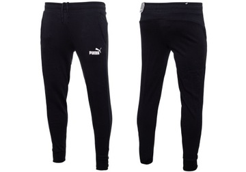 PUMA SPODNIE MĘSKIE DRESOWE CZARNE BAWEŁNIANE DRES CZARNY LOGO PANTS M