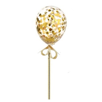 TOPPER na tort balon z konfetti na urodziny ZŁOTY