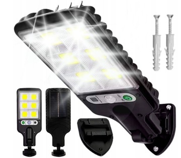 LAMPA ULICZNA SOLARNA LATARNIA 120 LED COB DOM/OGRÓD -CZUJNIK RUCHU MOCNA