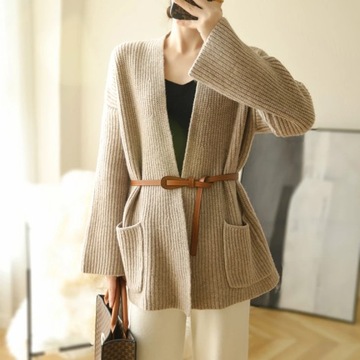 New Cashmere Sweater Pure Wool Thick Cardigan Wom