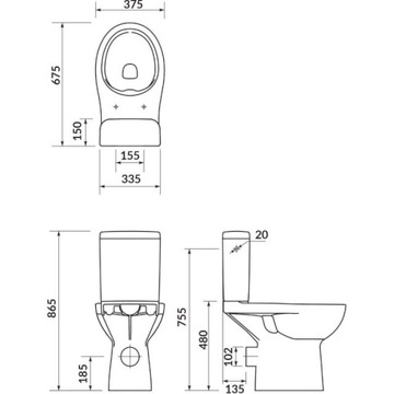 Kompakt WC ETIUDA NEW BEZRANTOWA 3/6lL bez deski