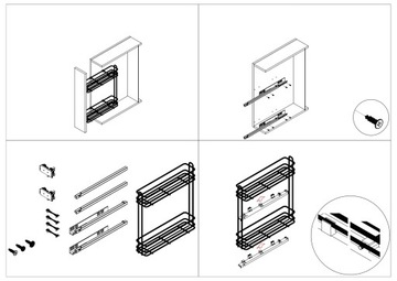 ДВУХЯРОВАЯ ГРУЗОВАЯ КОРЗИНА 150 мм БЕСШУМНОЕ ЗАКРЫВАНИЕ ИТАЛЬЯНСКИЙ СПРАВА