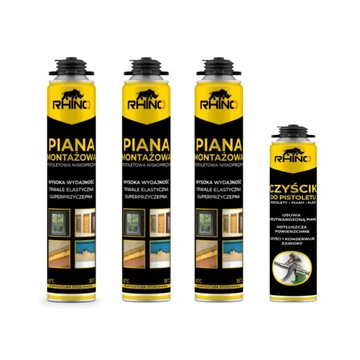 PIANKA MONTAŻOWA NISKOPRĘŻNA Pistolet 750ml PIANA CAŁOROCZNA ZESTAW CZYŚCIK
