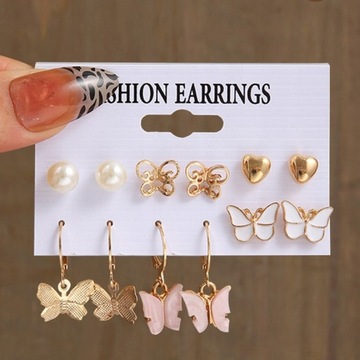 Silver Color Metal Twist Dangle Earrings Set