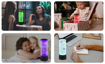 LAMPKA LAWOWA LED Z MEDUZAMI I BŁAZENKI LAMPA NOCNA RGB NA BIURKO AKWARIUM