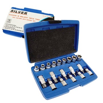 НАБОР СЕРЕБРЯНЫХ ТОРЦЕВ TORX ТОРЦЕВЫЕ КЛЮЧИ E-TORX 1/2 19E SK-019-03