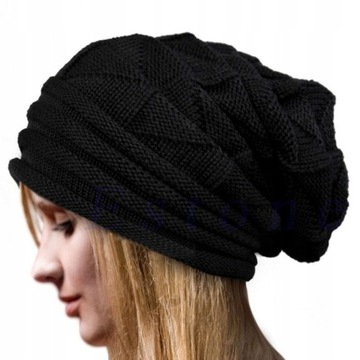 dzianinowa długa czapka Beanie Oversize czapka