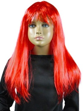 PERUKA CZERWONA CZERWONE DŁUGIE PROSTE WŁOSY