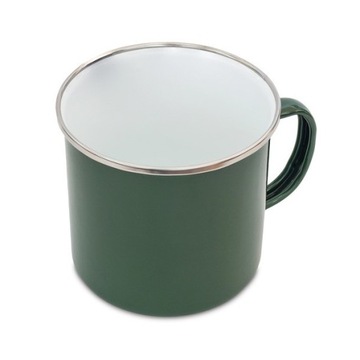KUBEK STALOWY EMALIOWANY VINTAGE Z UCHEM OLDSCHOOL 500 ML ZIELONY