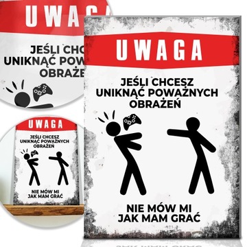 TABLICZKA do POKOJU dla GRACZA Śmieszne WZORY MiX