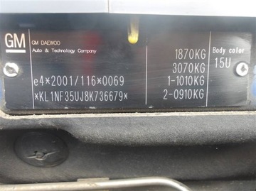 BLATNÍK PRAVÝ PŘEDNÍ CHEVROLET NUBIRA II KOMBI 15U