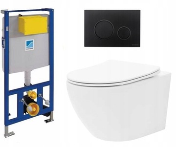 MISA WC RIMLESS BIAŁA STELAŻ PRZYCISK MATA