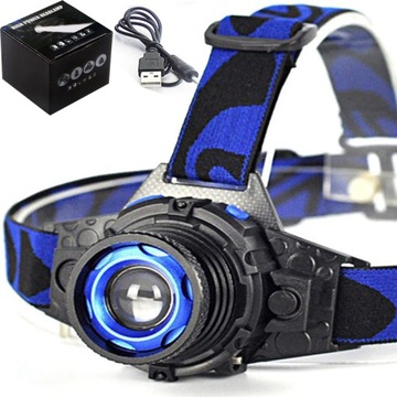 MOCNA LATARKA CZOŁOWA LED T6 TAKTYCZNA CZOŁÓWKA XL