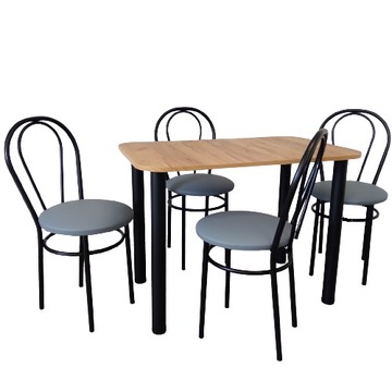 Zestaw stol 120/70 chrom + 4 krzesla tulipan black
