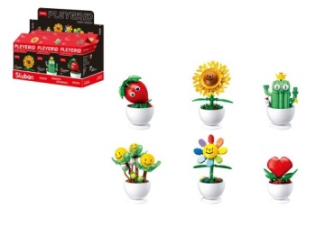 KLOCKI SLUBAN ZESTAW KOLOROWE KWIATY W DONICZKACH