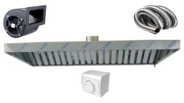 Okap Gastronomiczny Skośny w górę 200x70x40 Filtry GIGA Turbina Regulator