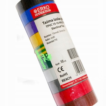 Taśma izolacyjna 15mm 10m MIX 10sztuk mała ERKO