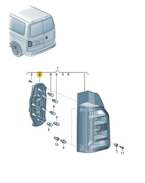 WKŁAD OPRAWA LAMPY VW Transporter T6 tył prawa