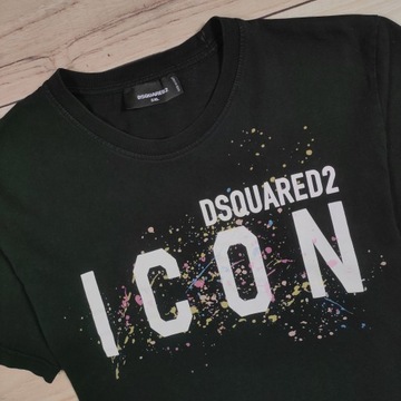 DSQUARED2 Icon Koszulka T-Shirt Męska Czarna Logowana r. XL