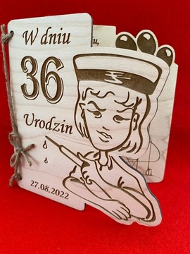 kartka na urodziny drewniana prezent, pielęgniarka