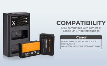 ДВОЙНОЕ зарядное устройство для Canon EOS RP 77D 750D 800D